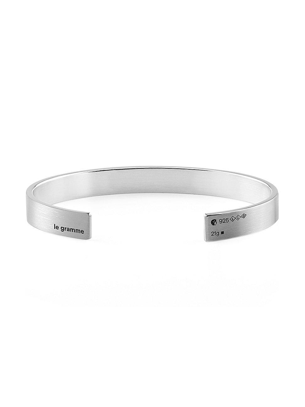 Mens 21G Brushed Sterling Silver Ribbon Bracelet Product Image