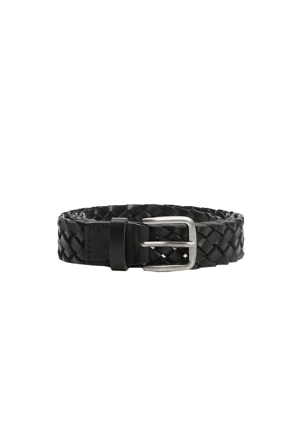 MANGO MAN - Braided leather belt blackMen Product Image