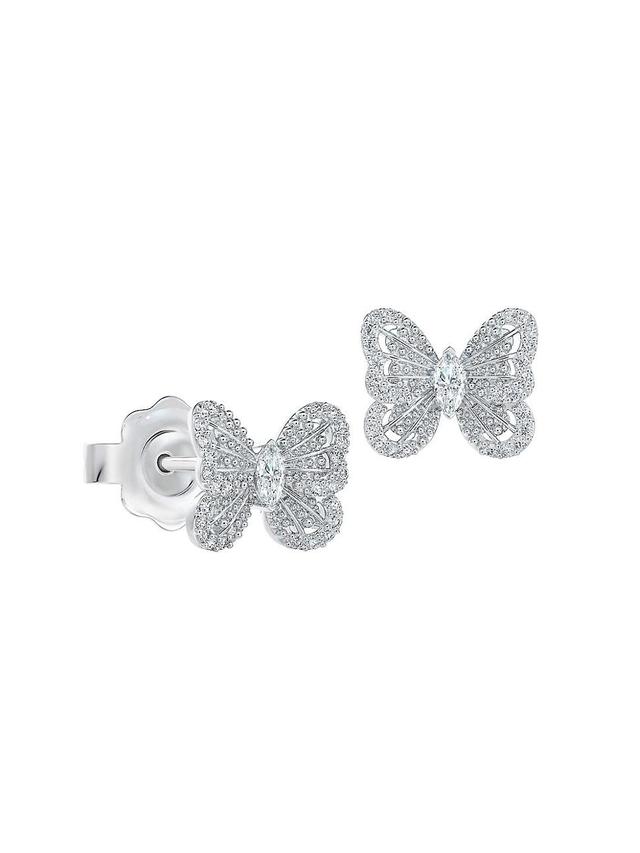 Womens Portraits Of Nature 18K White Gold & Diamond Butterfly Earrings Product Image