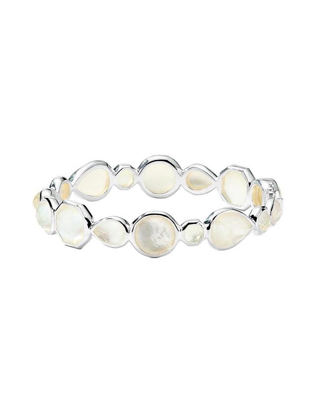 Womens Rock Candy All-Stone Sterling Silver, Rock Crystal & Mother-Of-Pearl Doublet Hinged Bangle Product Image