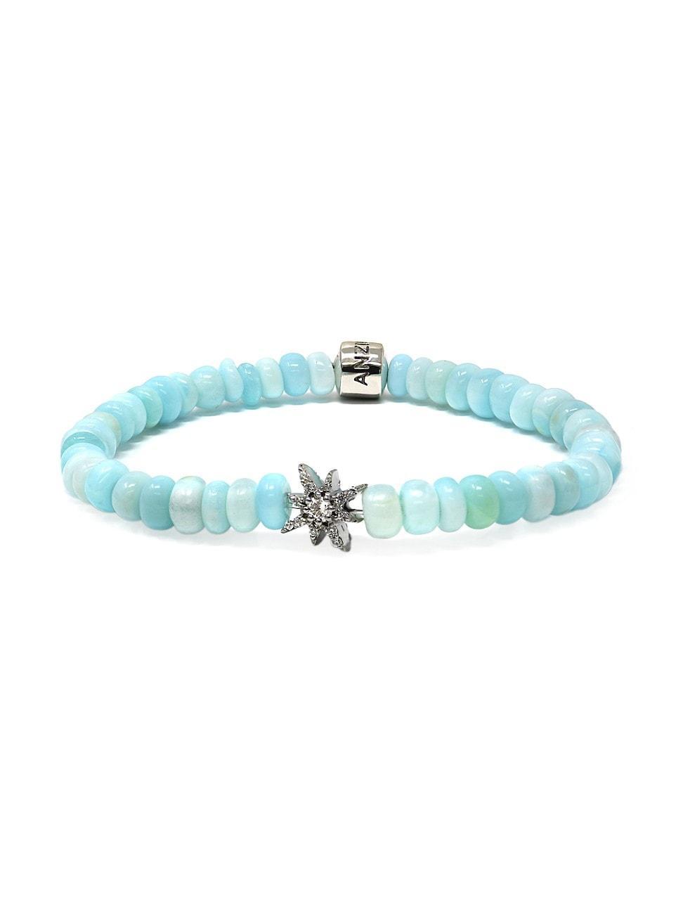 Womens Bohme Sterling Silver, Peruvian Opal & Topaz Beaded Stretch Bracelet Product Image