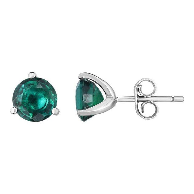 Sterling Silver Lab-Created Emerald Stud Earrings, Womens Product Image