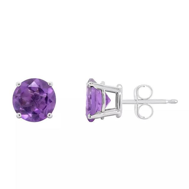 Celebration Gems 14k White Gold 7 mm Round Gemstone Stud Earrings, Womens, Purple Product Image