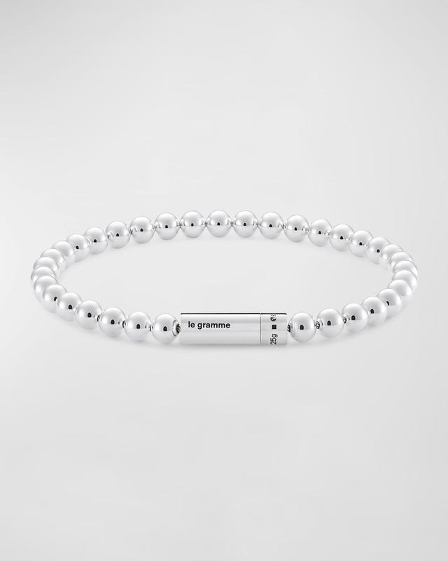 Mens Polished Sterling Silver Beaded Bracelet Product Image