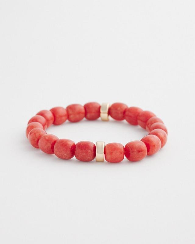 Orange Agate Beaded Stretch Bracelet   Chico's - Coral Zinnia - Women Product Image