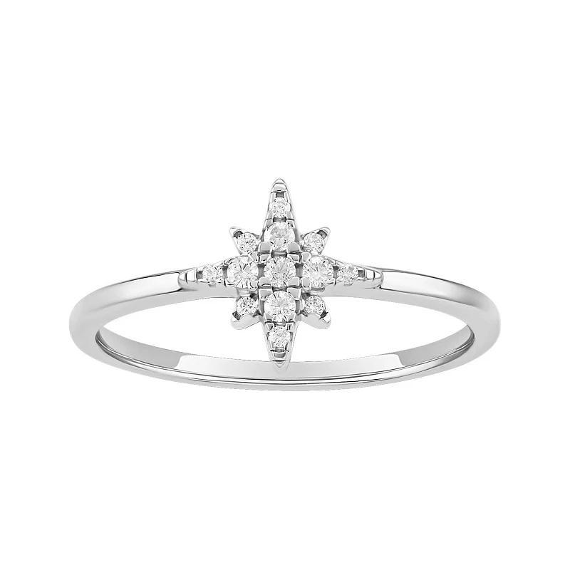 PRIMROSE Sterling Silver Cubic Zirconia Starburst Ring, Womens White Product Image