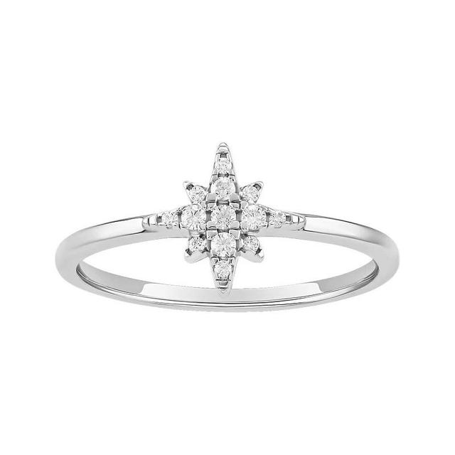 PRIMROSE Sterling Silver Cubic Zirconia Starburst Ring, Womens White Product Image