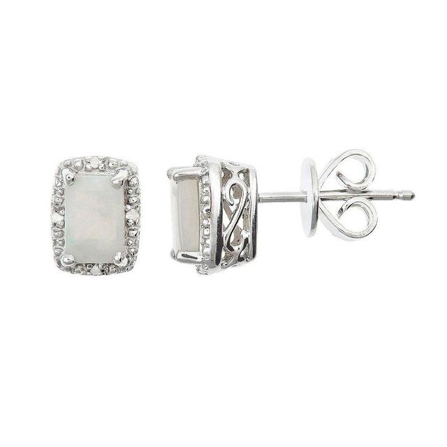 Diamond Accent 3/4 ct. t.w.) Stud Earrings in Sterling Silver (Also Available in Aquamarine) - Opal Product Image