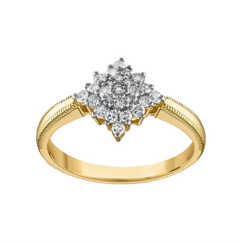 Tiara 14k Gold Over Silver 1/3 Carat T.W. Diamond Cluster Ring, Womens Gold Tone Product Image