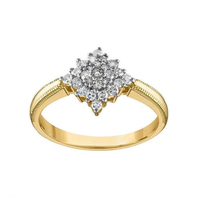 Tiara 14k Gold Over Silver 1/3 Carat T.W. Diamond Cluster Ring, Womens Yellow Product Image