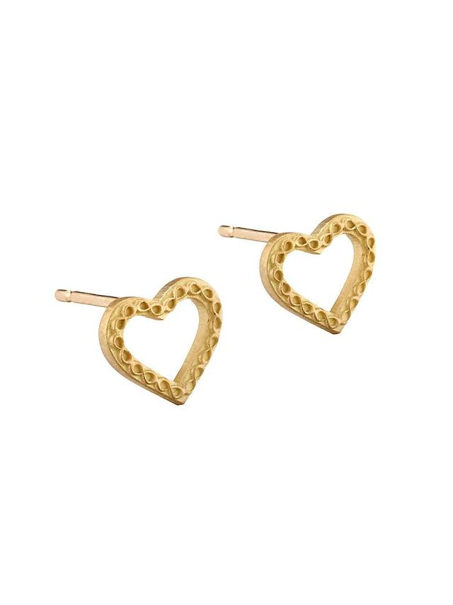 Womens Infinity 18K Yellow Gold Heart Stud Earrings Product Image