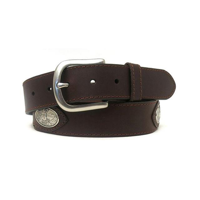 Mens Realtree Deer Conch Leather Belt Dark Brown Product Image