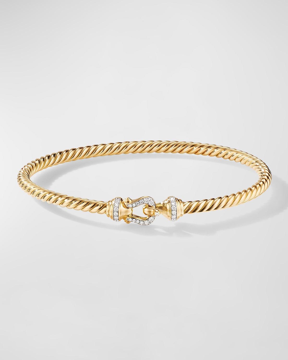 Womens Buckle Bracelet in 18K Yellow Gold with Pav Diamonds Product Image