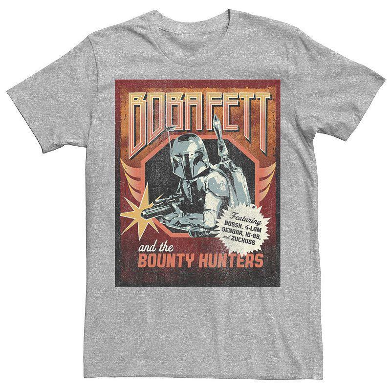 Mens Star Wars Boba Fett And The Bounty Hunters Poster Tee Royal Grey Product Image