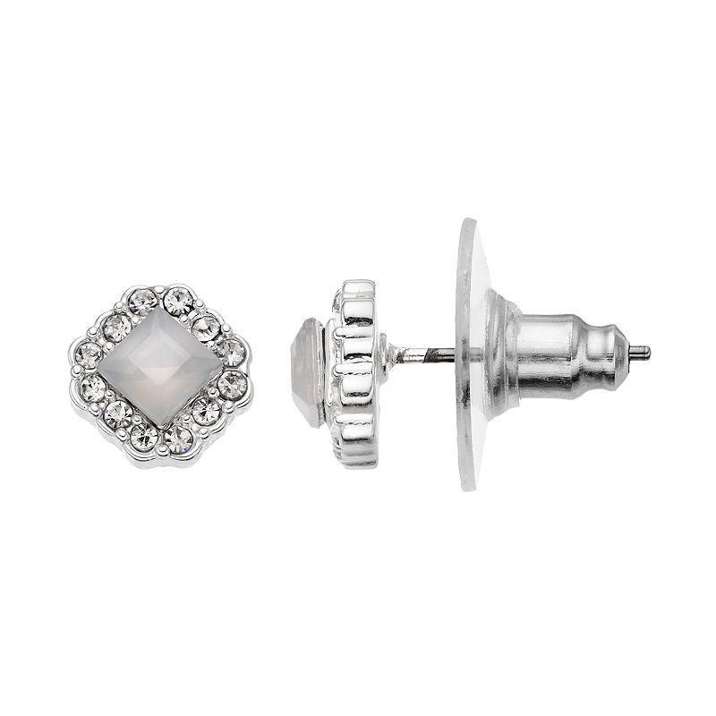 LC Lauren Conrad Simulated Opal Square Stud Earrings, Womens, Silver Tone Product Image