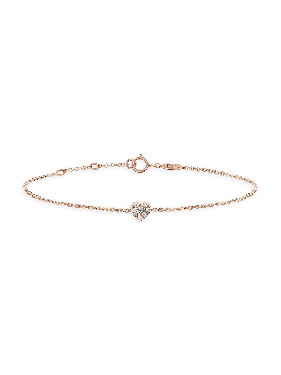 Womens Magic Touch 18K Rose Gold & Diamond Heart Chain Bracelet Product Image