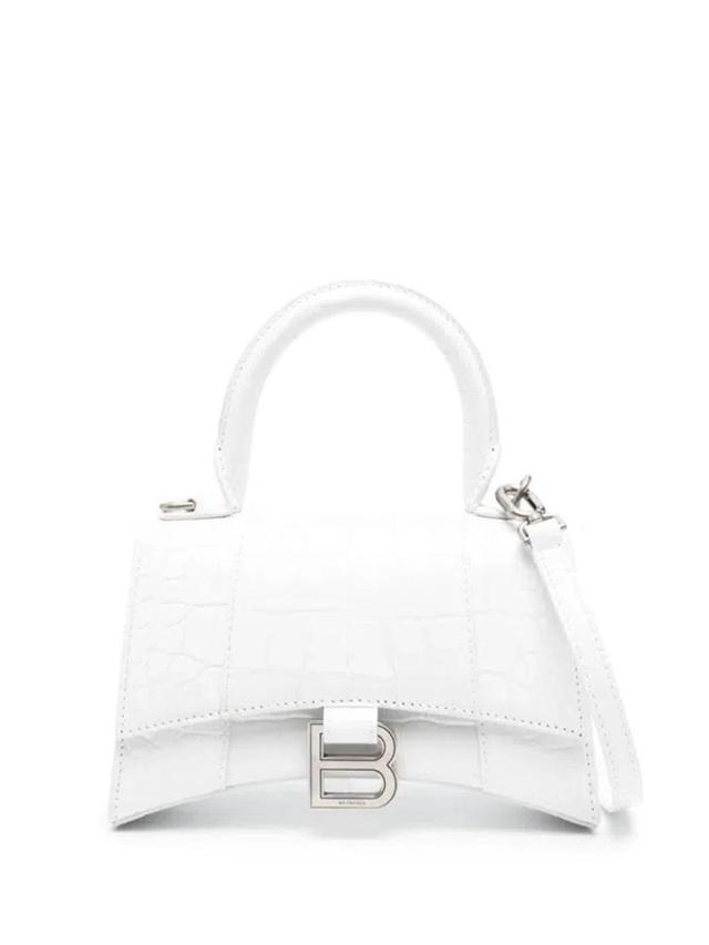 Hourglass Xs Leather Handbag In White Product Image