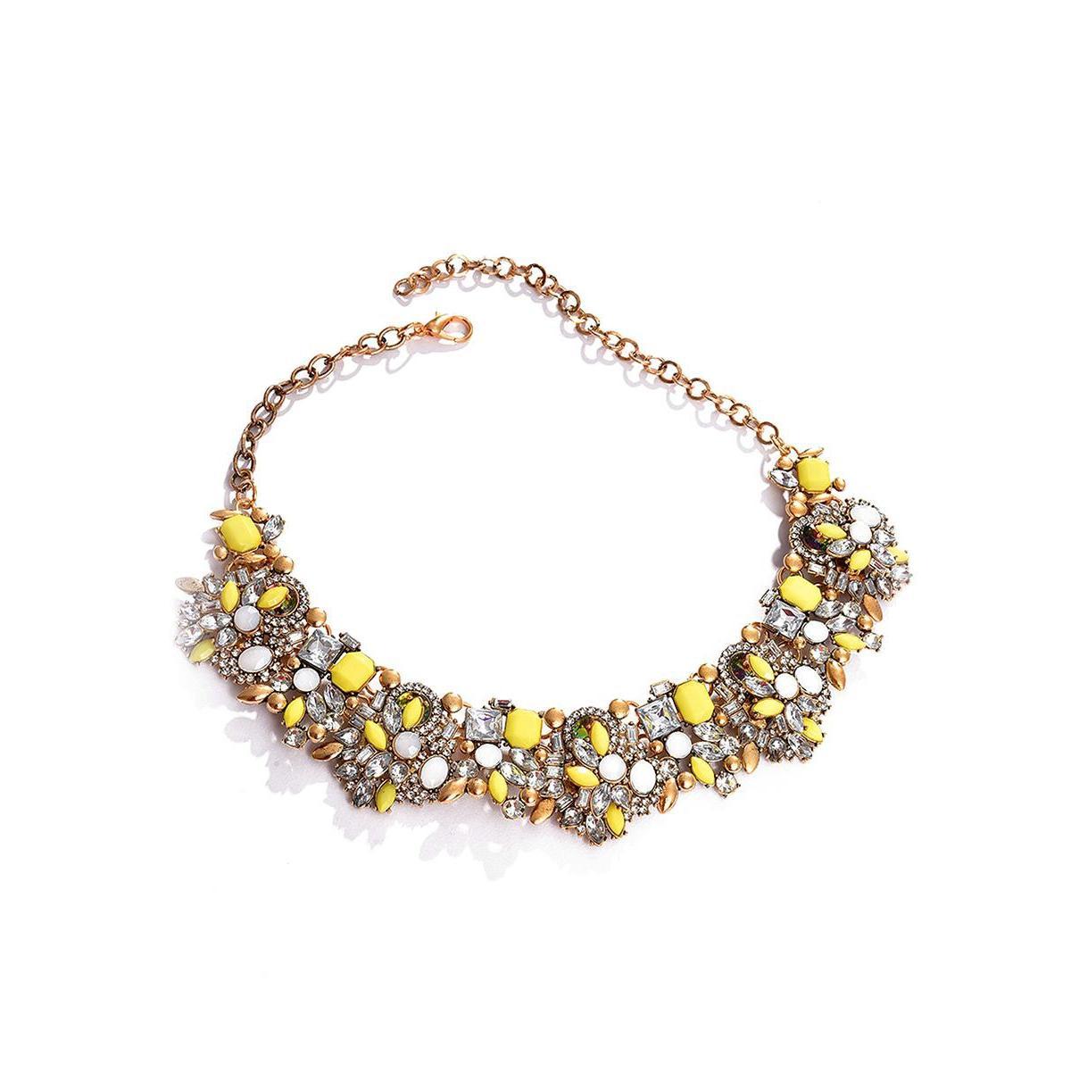 Sohi Womens Yellow Stone Cluster Necklace Product Image