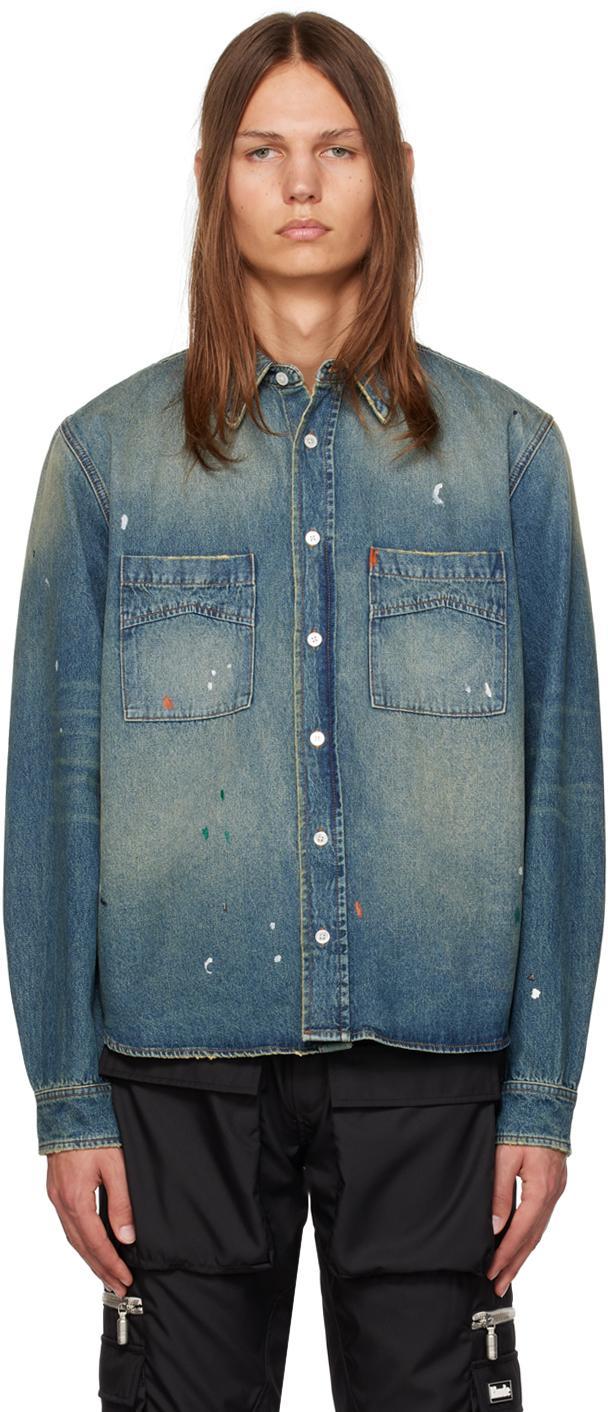 Indigo Faded Denim Shirt Product Image