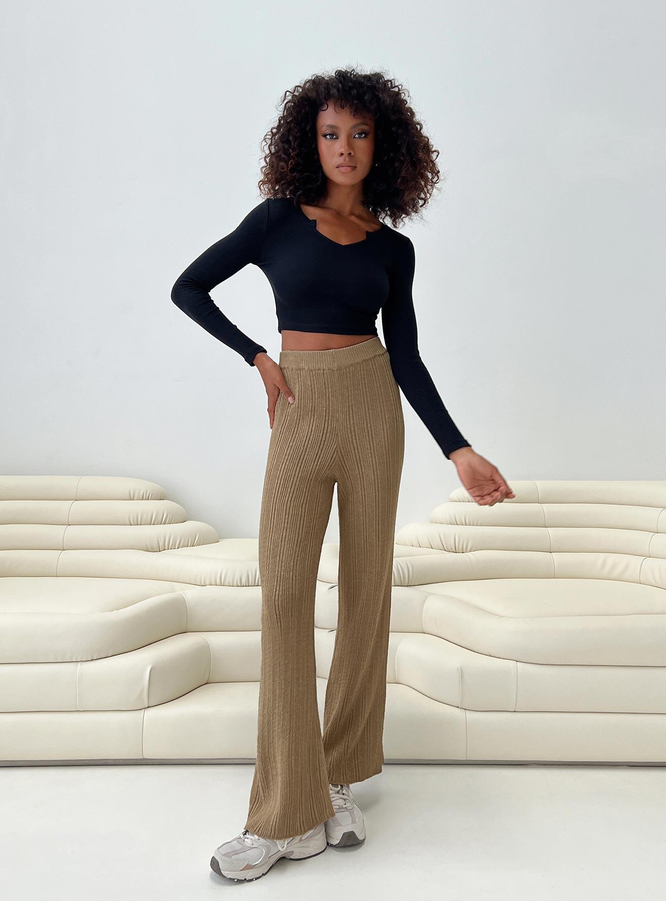 Lexie Knit Pants Beige Marle Product Image