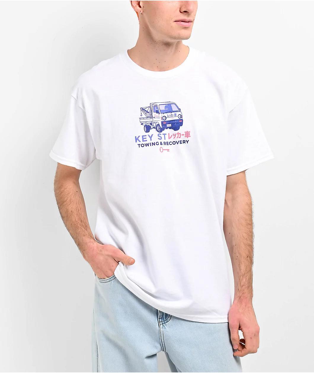 Key Street Tow Truck White T-Shirt Product Image