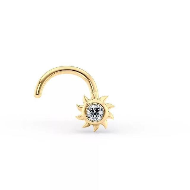 Lila Moon 14k Gold Cubic Zirconia Curved Sun Nose Stud, Womens Product Image