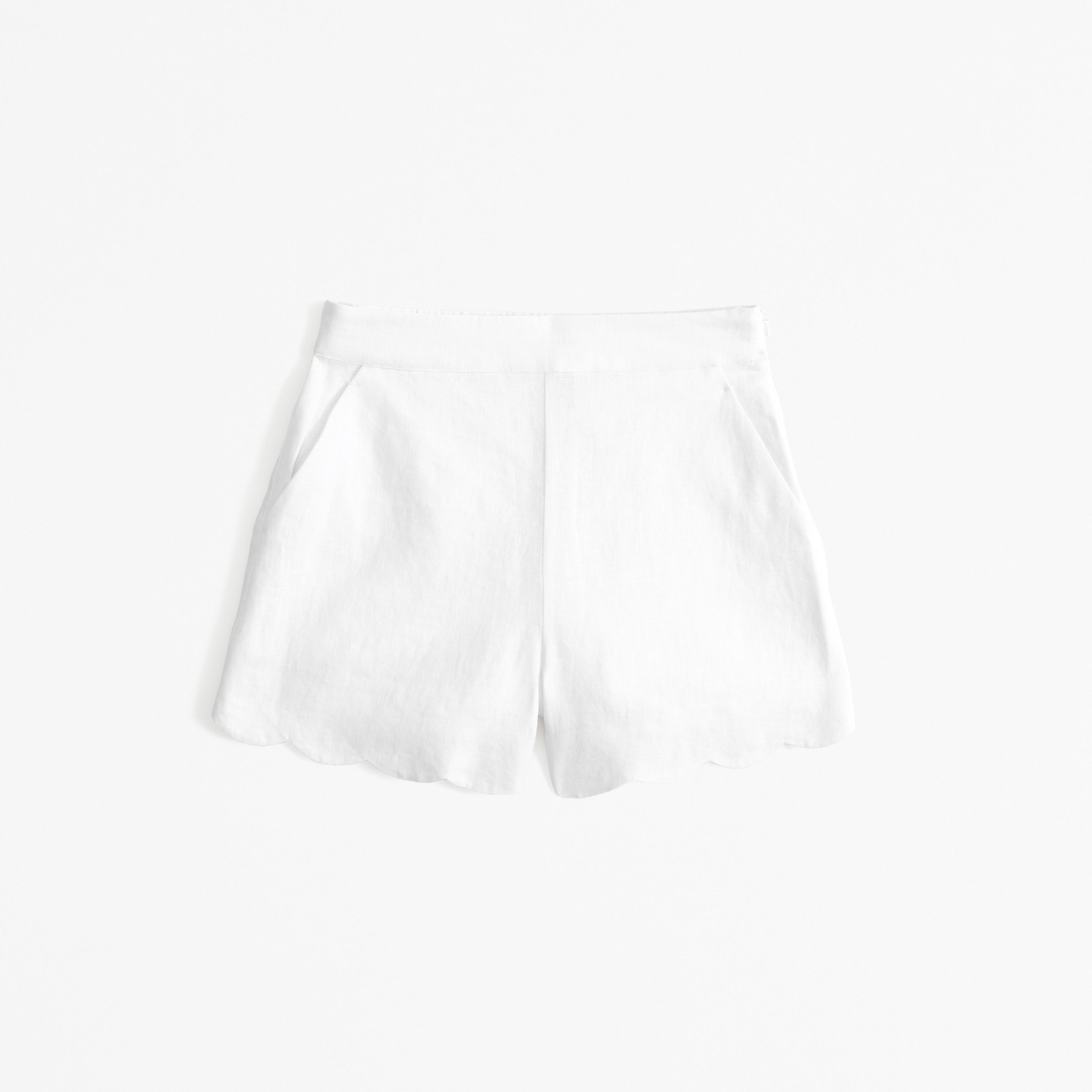 Premium Linen Scallop-Hem Tailored Short Product Image