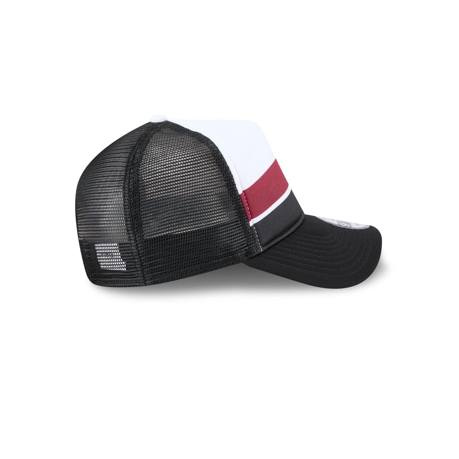 Miami Heat Color Block 9FORTY A-Frame Trucker Snapback Hat Male Product Image