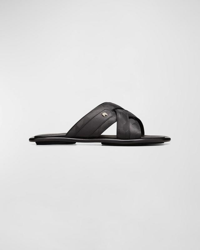 Stefano Ricci Men's Leather Slide Sandals - Size: 6.5D - BLACK Product Image