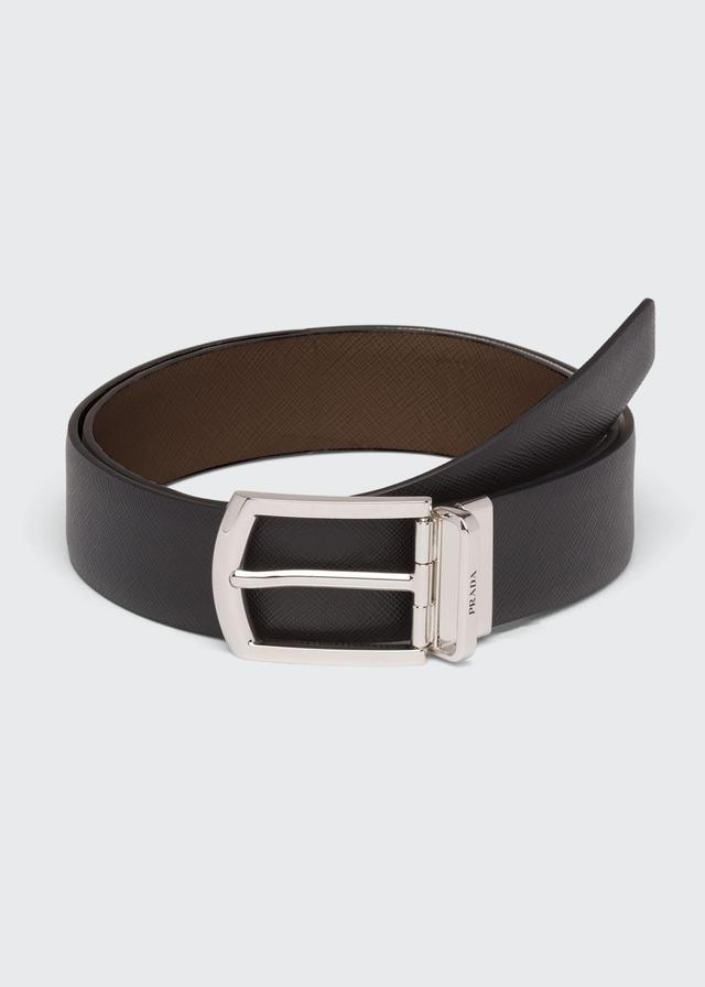 Mens Reversible Saffiano Leather Belt Product Image