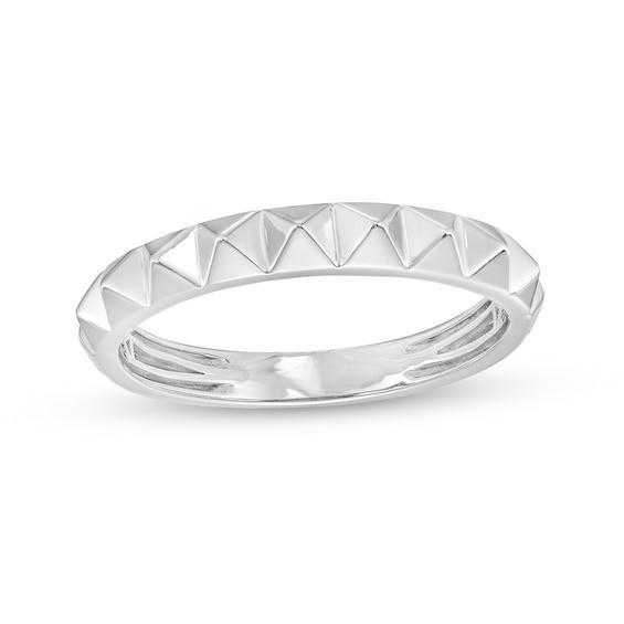 Men's 4.0mm Pyramid Studded Band in 10K White Gold Product Image