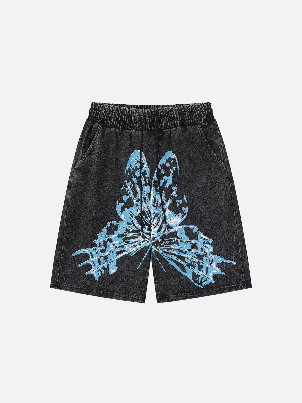 Aelfric Eden Butterfly Print Washed Jorts Product Image