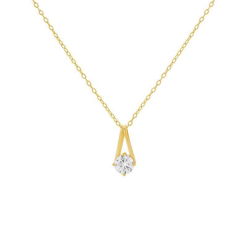 PRIMROSE Sterling Silver Cubic Zirconia Pendant Necklace, Womens, Gold Tone Sterling Product Image