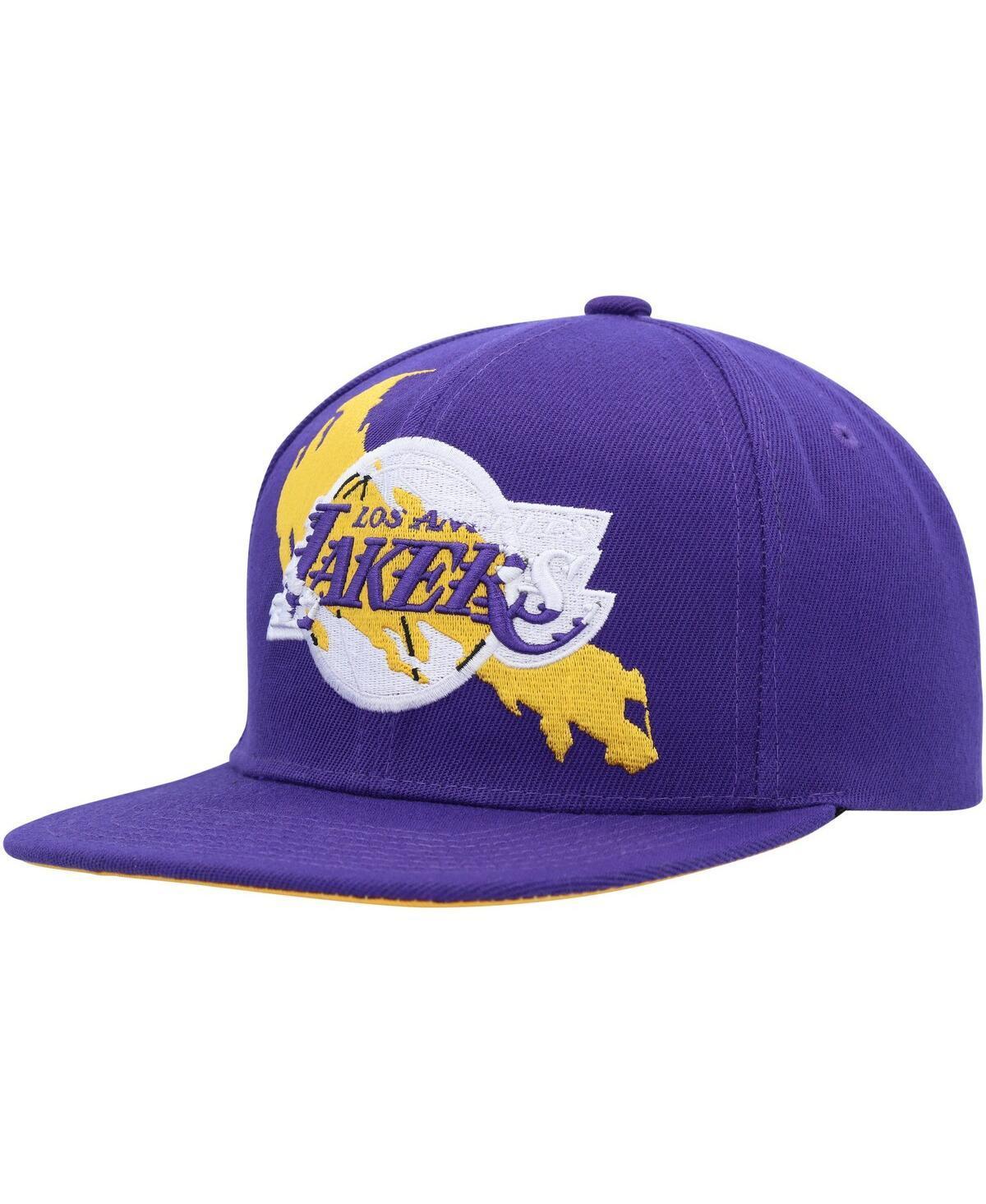 Mens Mitchell & Ness Purple Los Angeles Lakers Paint By Numbers Snapback Hat Product Image