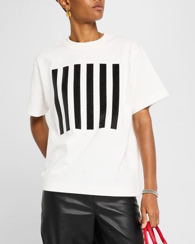 Sequined Stripe Box Short-Sleeve T-Shirt Product Image