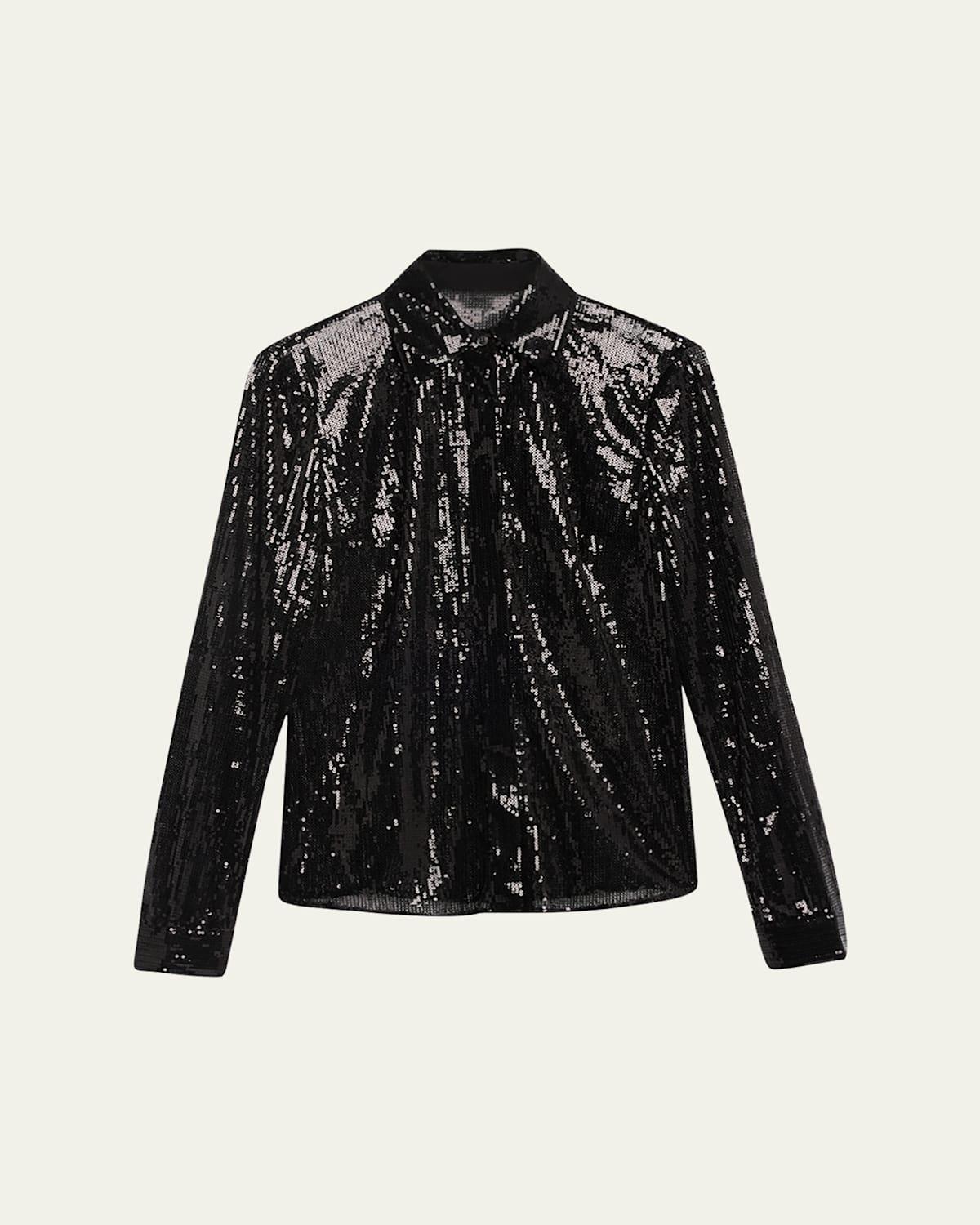 Womens Hansen Sequined Button-Down Shirt product image