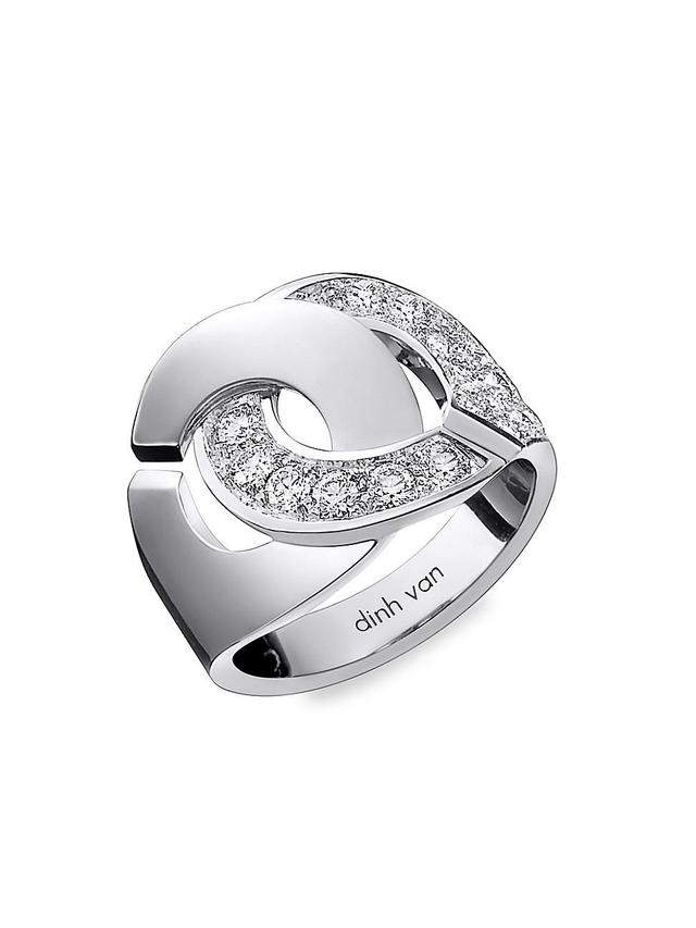 Womens Menottes Dinh Van R16 18K White Gold & Diamond Handcuff Ring Product Image