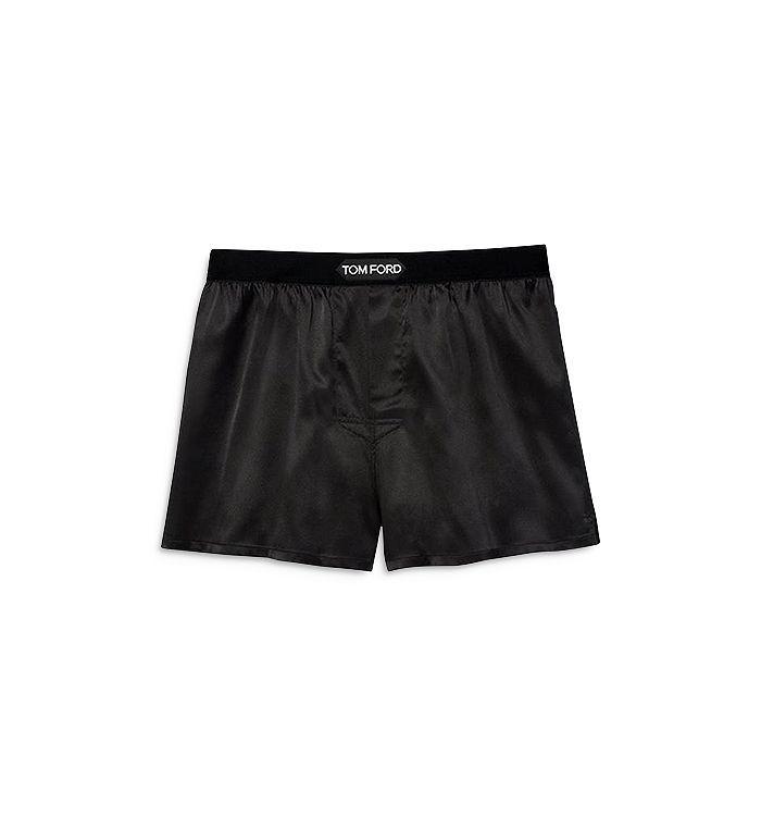 TOM FORD Men's Silk Jacquard Logo Boxers In Black Product Image