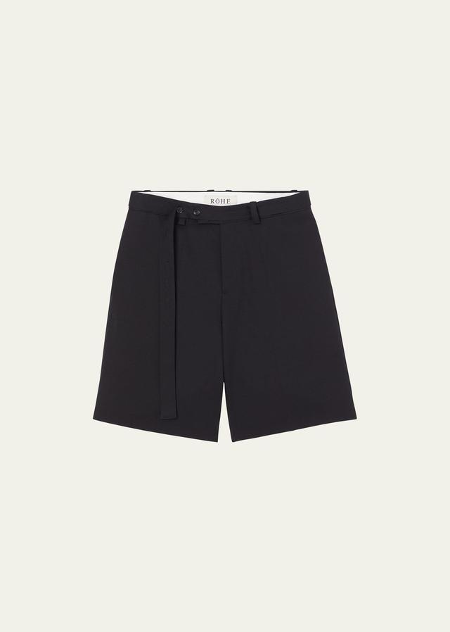 Mens Belted Tailored Wool Shorts Product Image