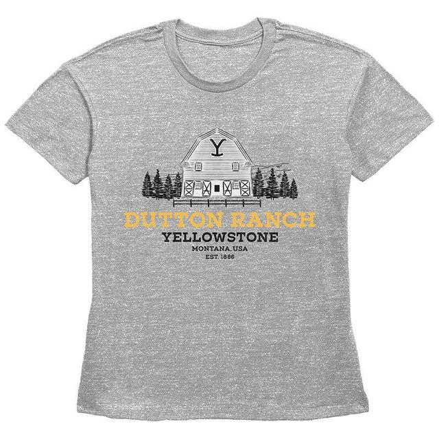 Womens Yellowstone Dutton Ranch Barn Basic Fit Graphic Tee, Girls Grey Gray Product Image