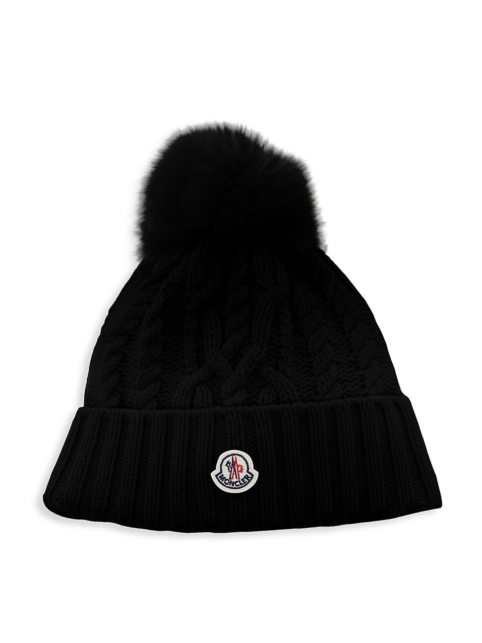 Womens Faux Fur Pom Pom Beanie Product Image