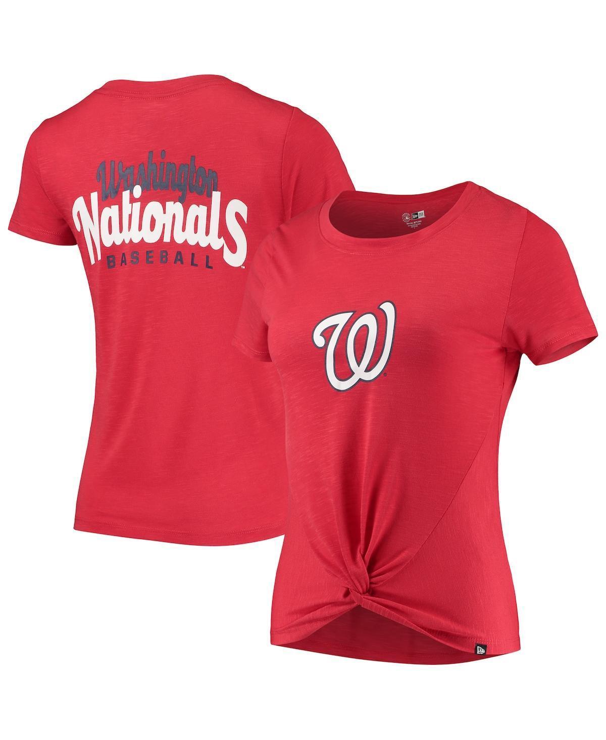 Womens New Era Red Washington Nationals 2-Hit Front Twist Burnout T-shirt Product Image