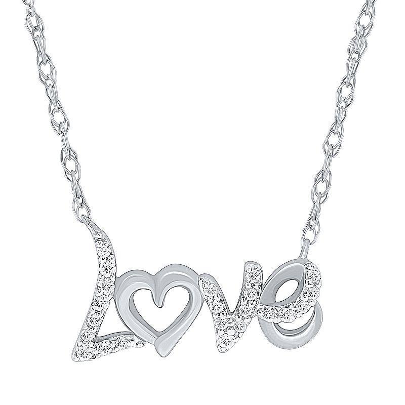 Sterling Silver 1/10 Carat T.W. Diamond Love Pendant Necklace, Womens Product Image