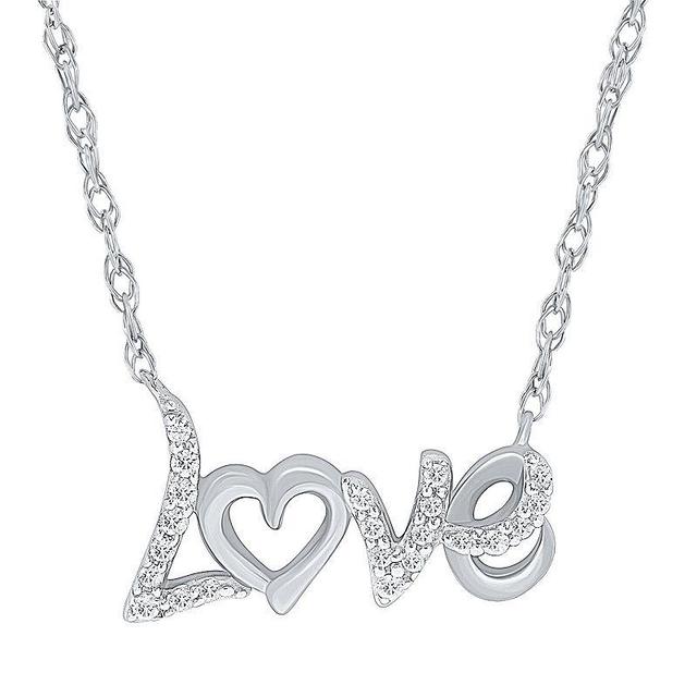 Sterling Silver 1/10 Carat T.W. Diamond Love Pendant Necklace, Womens Product Image