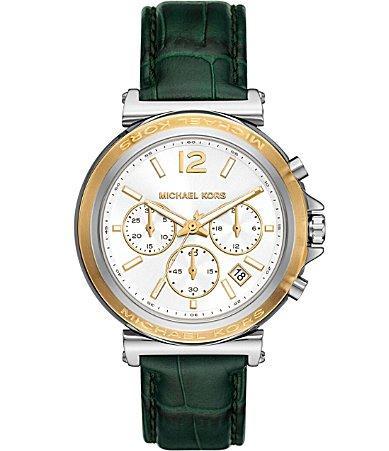 Michael Kors Womens Maren Chronograph Green Leather Watch 40mm Product Image