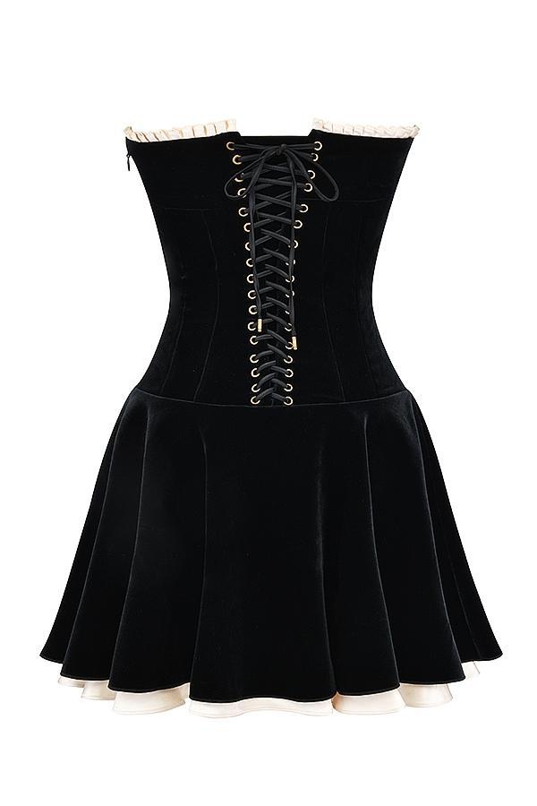 Marilla Black Velvet Strapless Dress Product Image