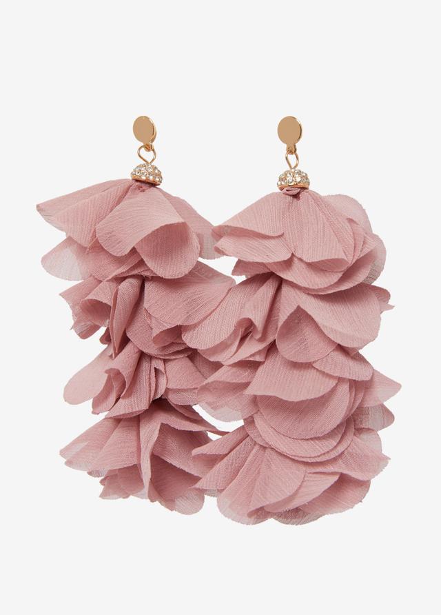 Plus Size Chiffon Petal & Crystal Earrings, - Ashley Stewart Product Image