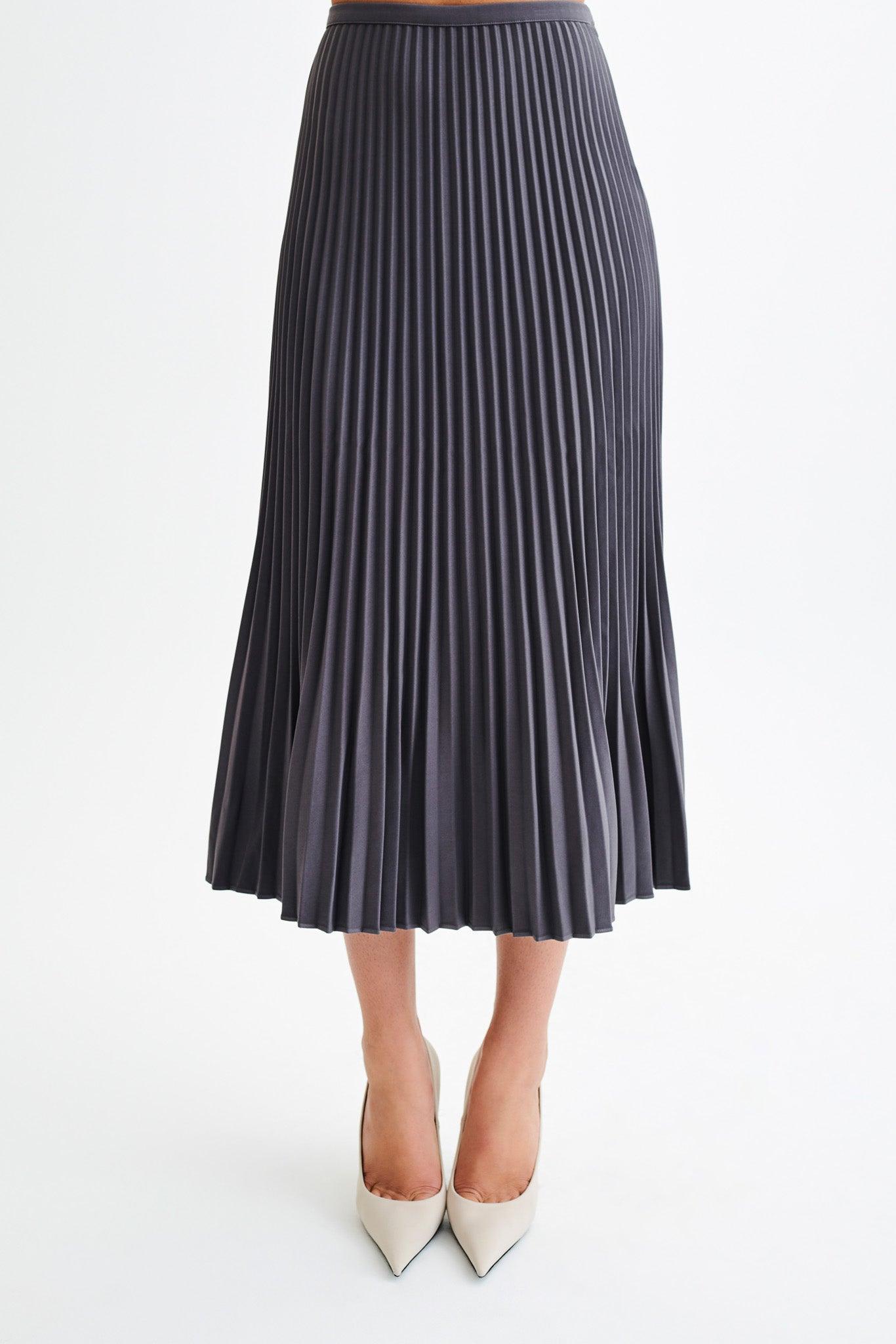 Twyla Pleated Suiting Maxi Skirt - Charcoal Product Image