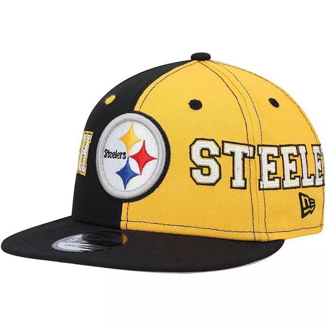 Mens New Era Black Pittsburgh Steelers Team Split 9FIFTY Snapback Hat - Black Product Image