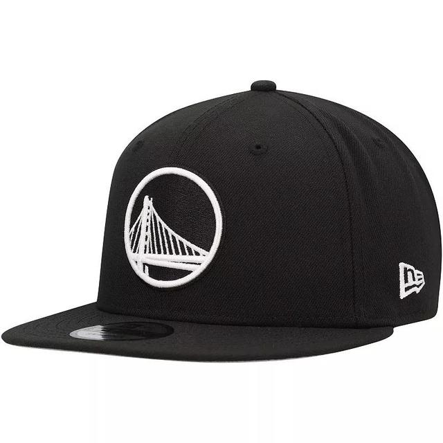 Mens New Era Black Golden State Warriors Chainstitch 9FIFTY Snapback Hat Product Image